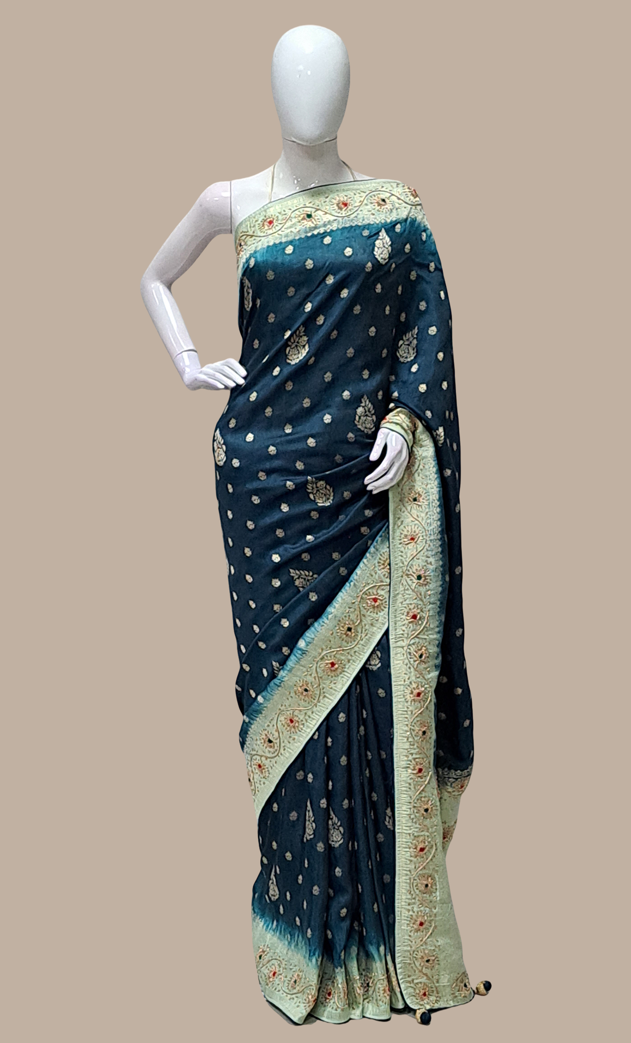 Bottle Green Woven Sari