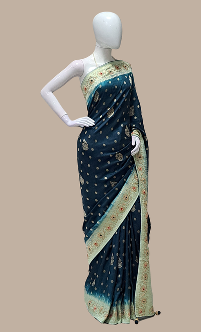 Bottle Green Woven Sari