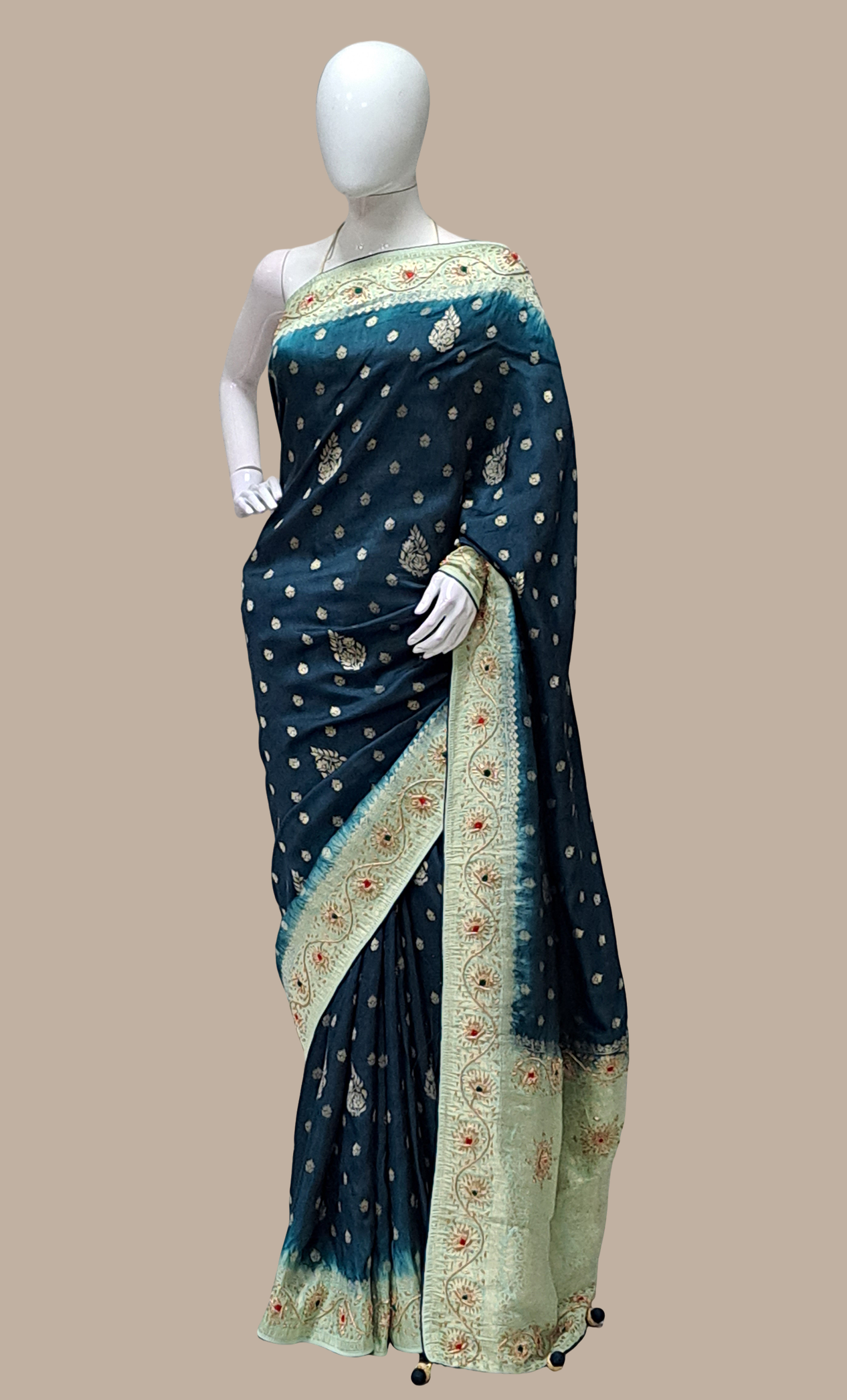 Bottle Green Woven Sari