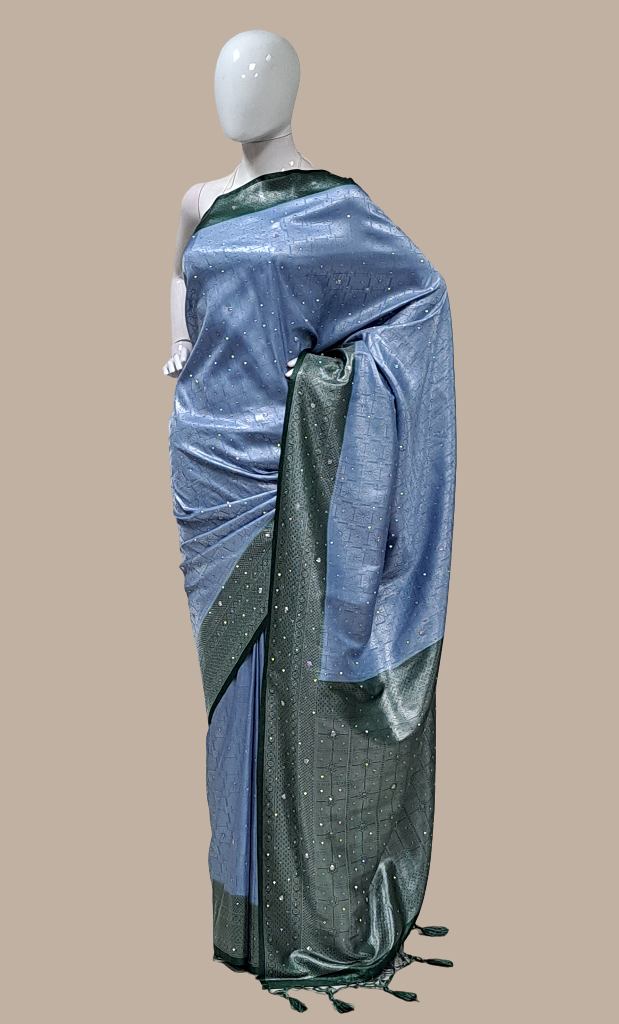 Deep Green Woven Art Silk Sari