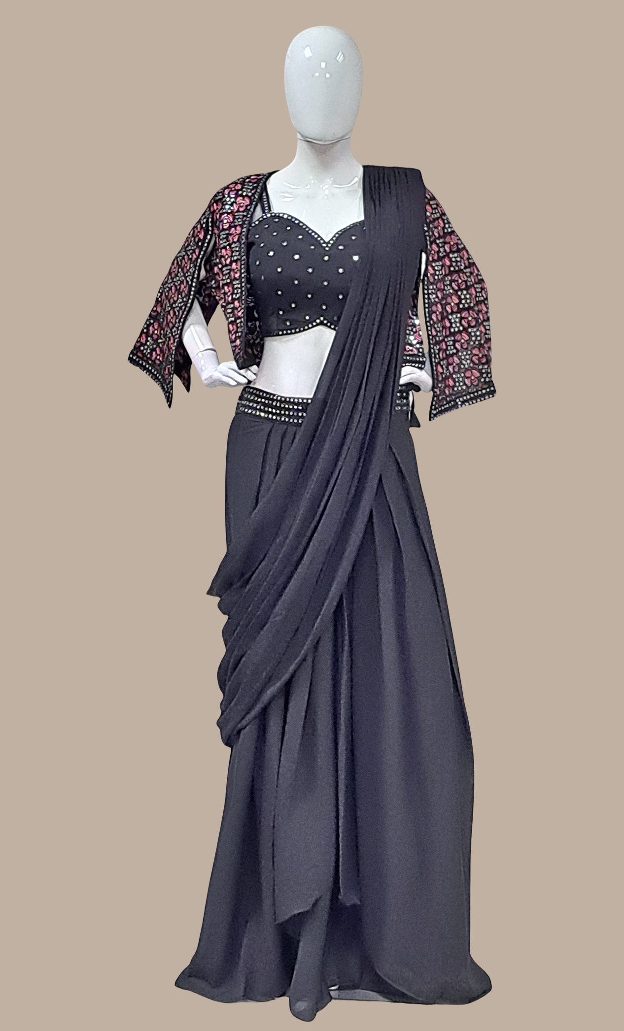 Black Embroidered Choli Set