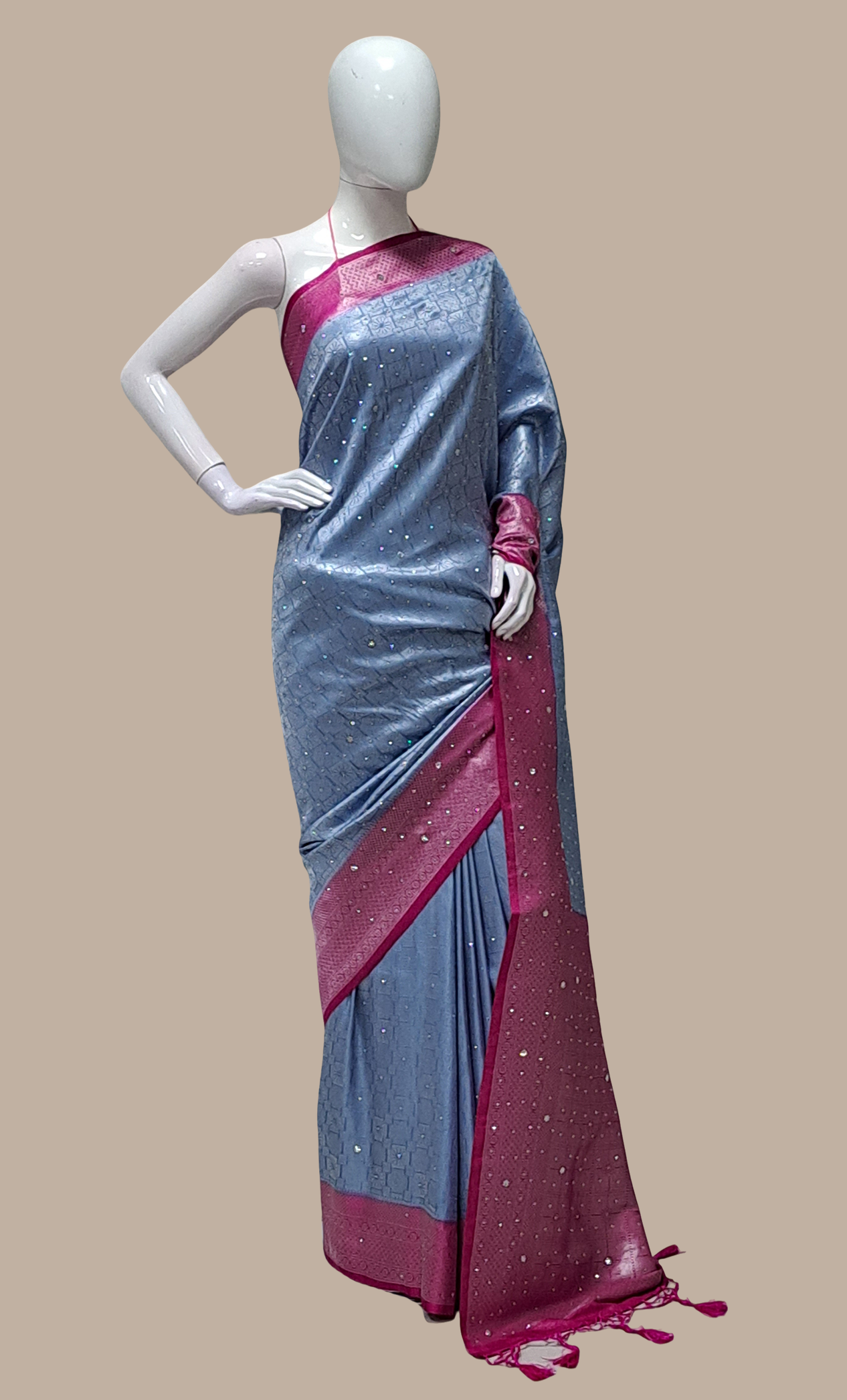 Cerise Woven Art Silk Sari