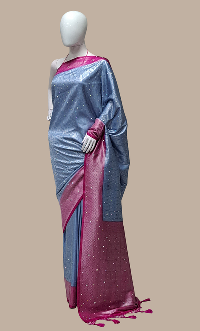 Cerise Woven Art Silk Sari