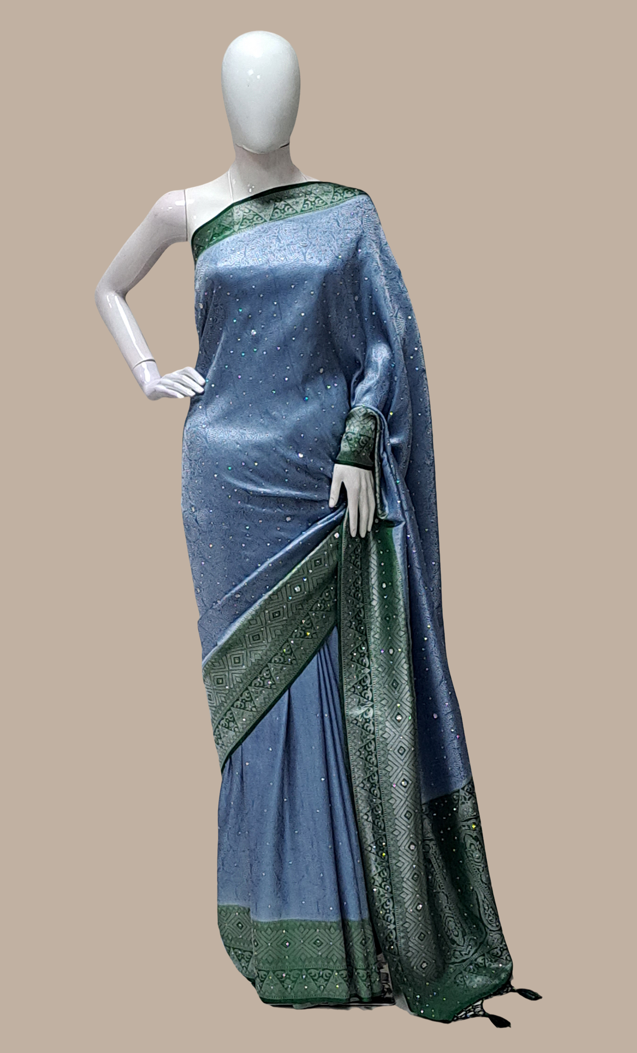 Green Woven Art Silk Sari