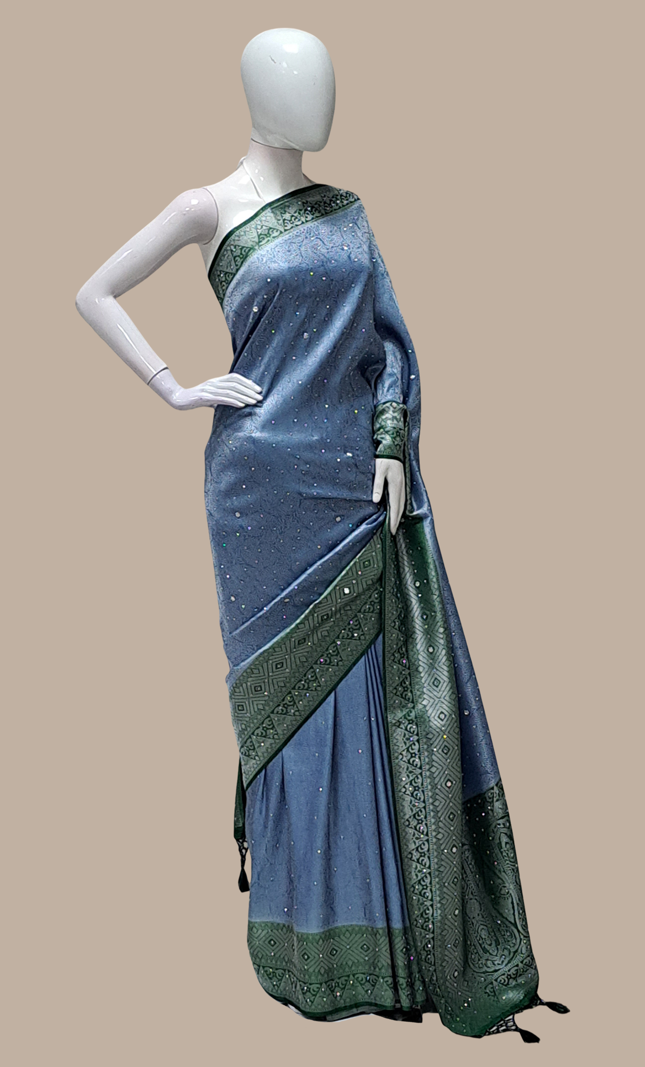 Green Woven Art Silk Sari