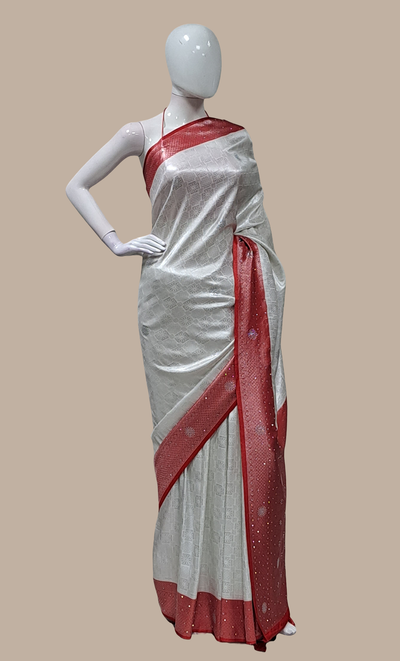 Red Woven Art Silk Sari