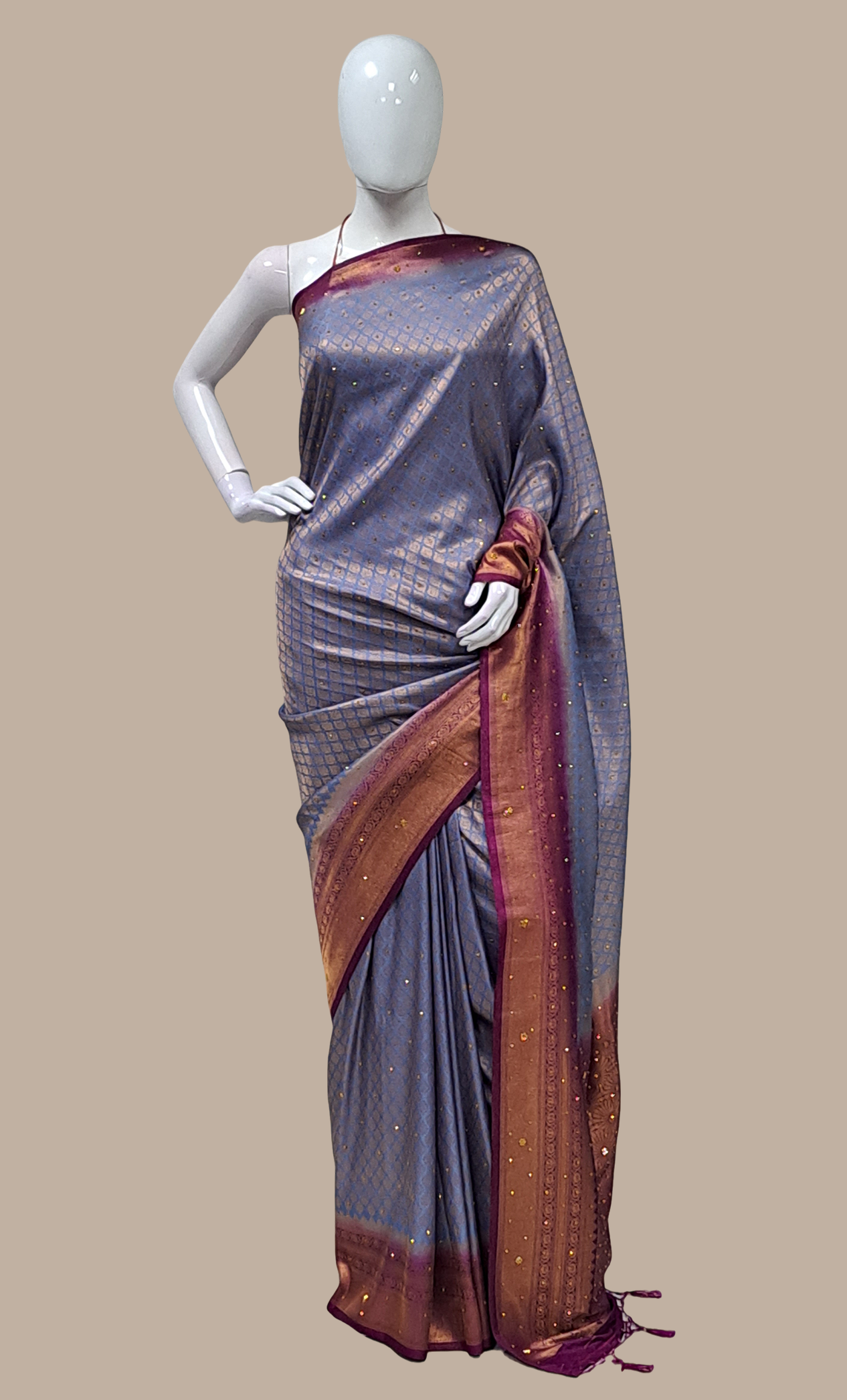 Plum Woven Art Silk Sari