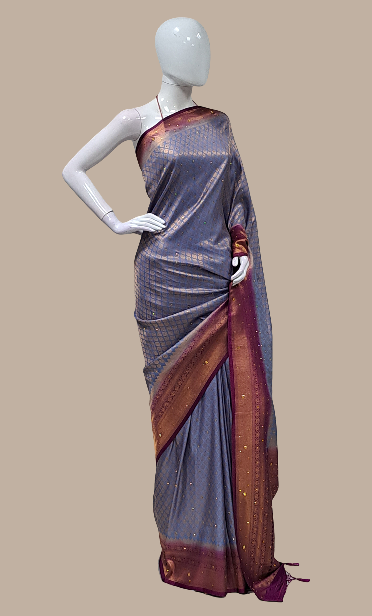 Plum Woven Art Silk Sari