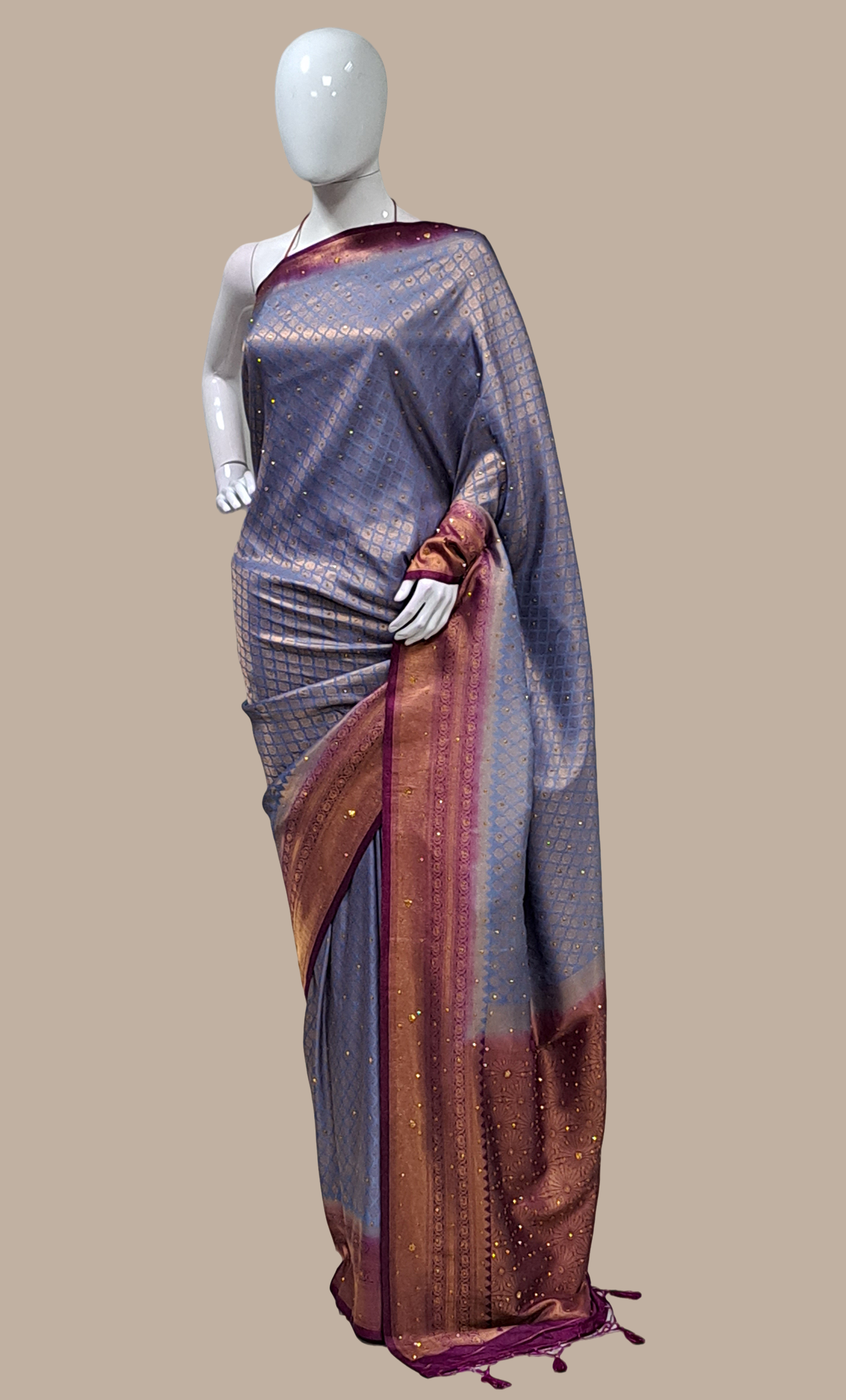 Plum Woven Art Silk Sari