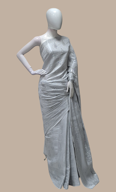 Silver Woven Art Silk Sari