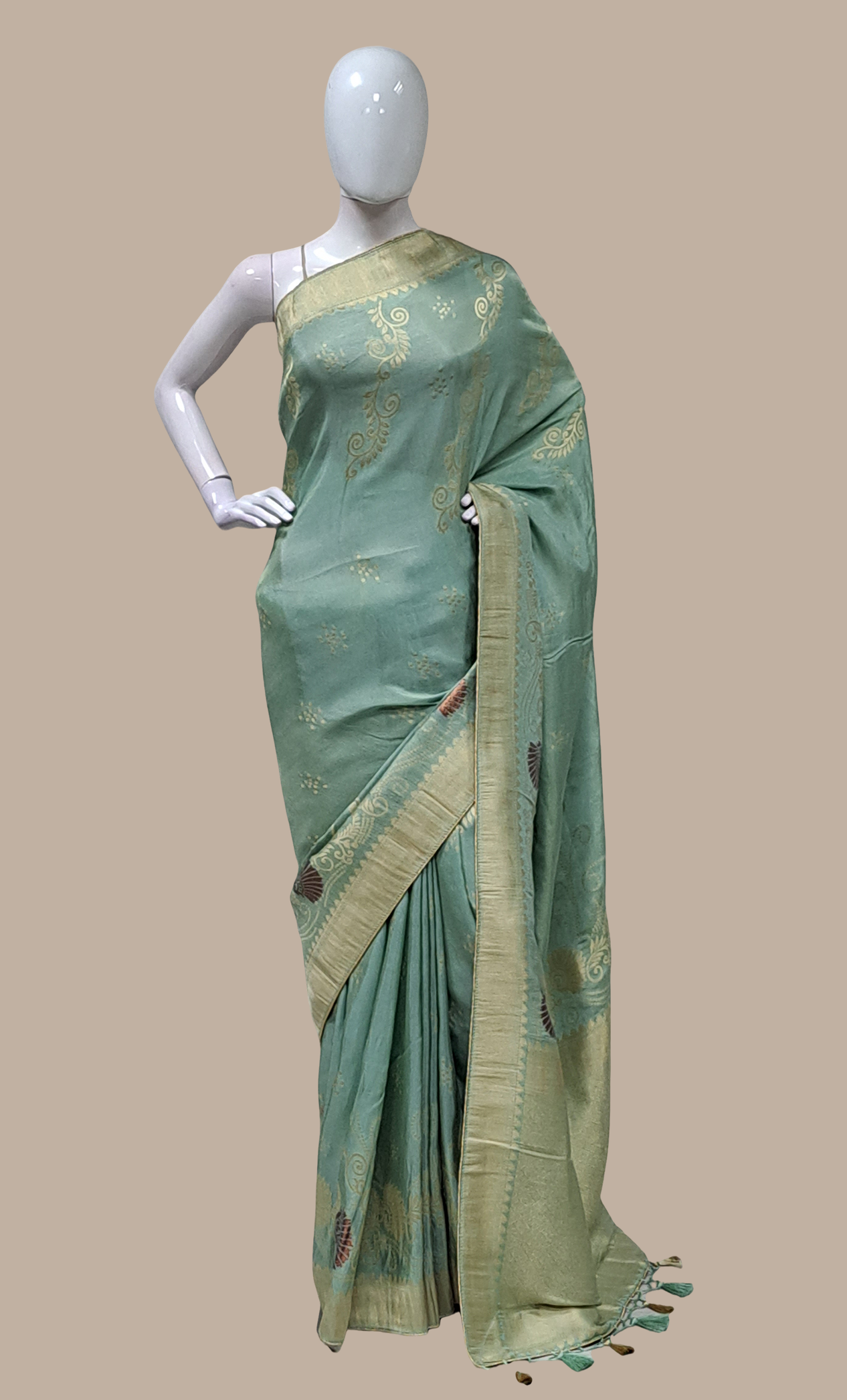 Deep Mint Woven Sari