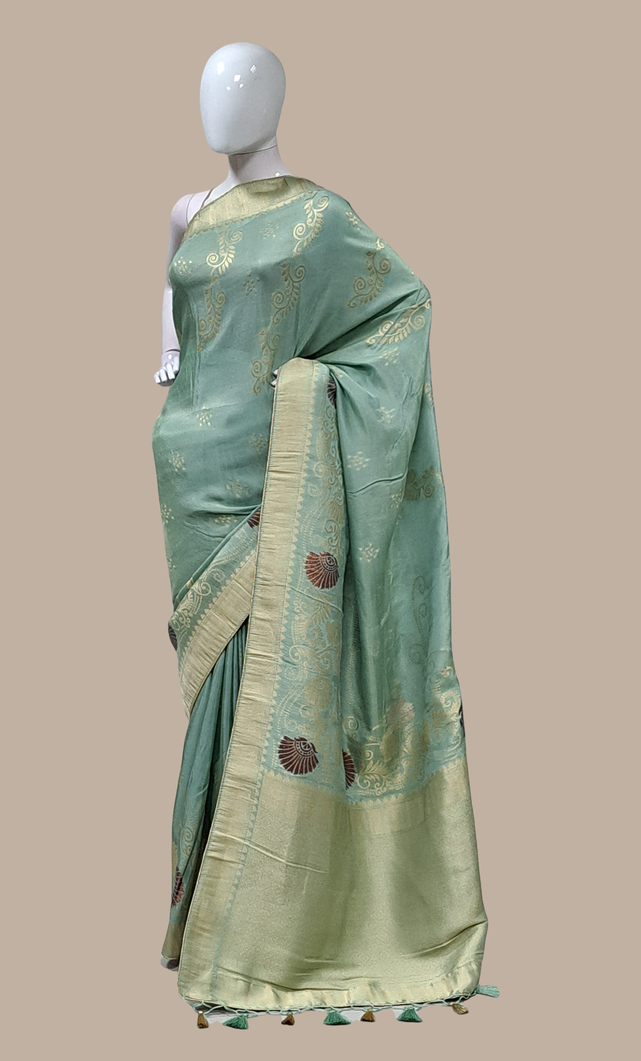 Deep Mint Woven Sari