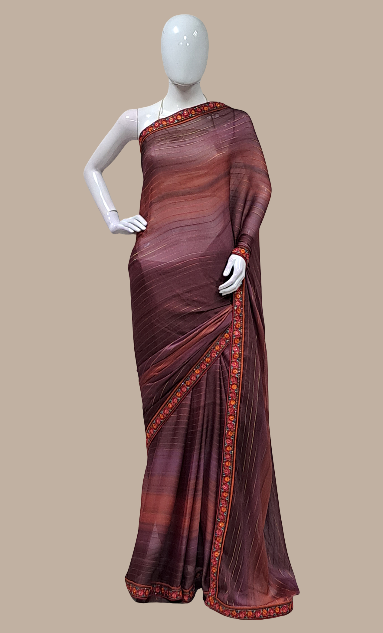 Deep Brown Shaded Sari