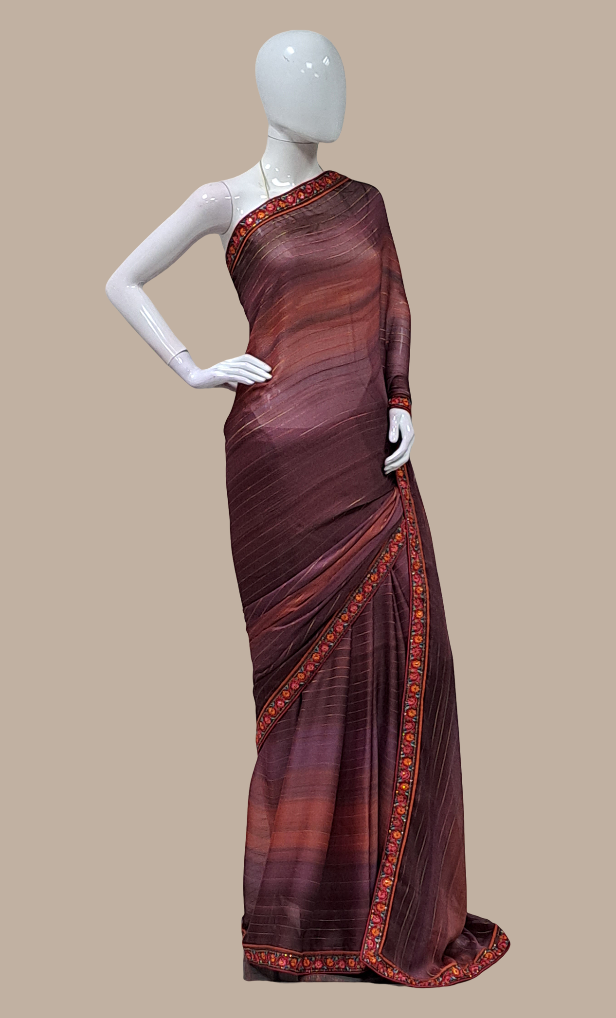 Deep Brown Shaded Sari