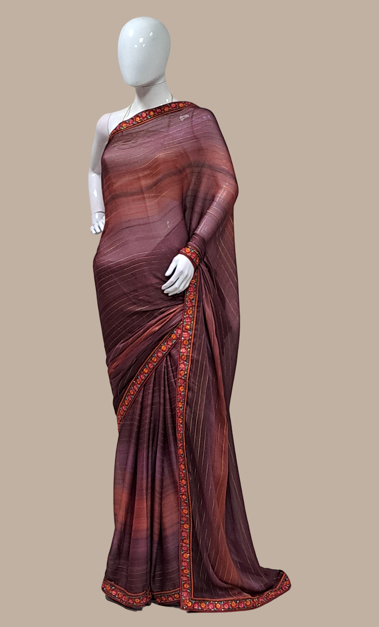 Deep Brown Shaded Sari