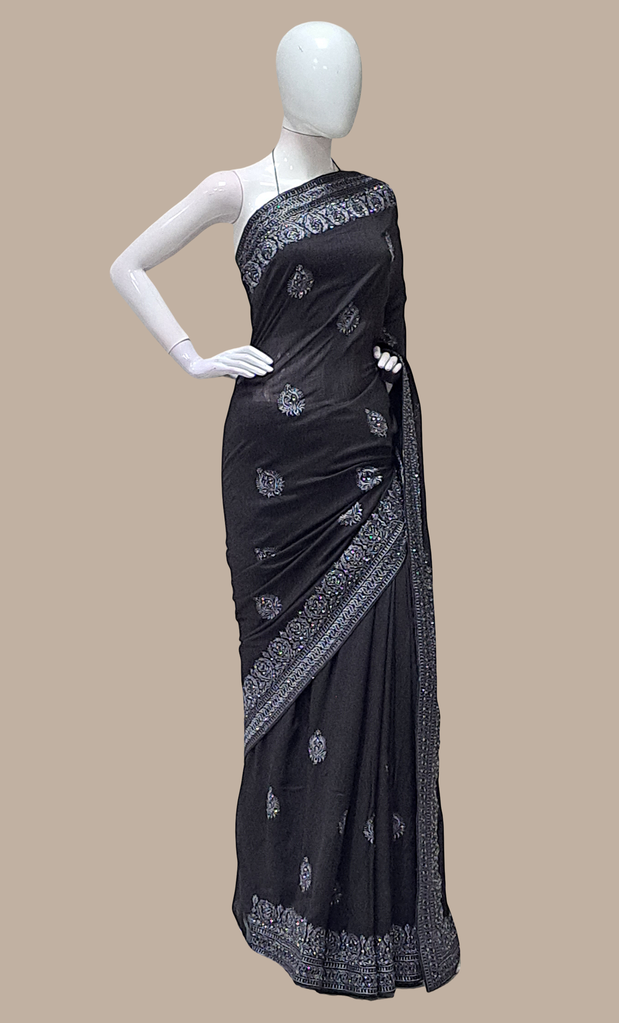 Black Embroidered Sari