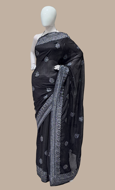 Black Embroidered Sari