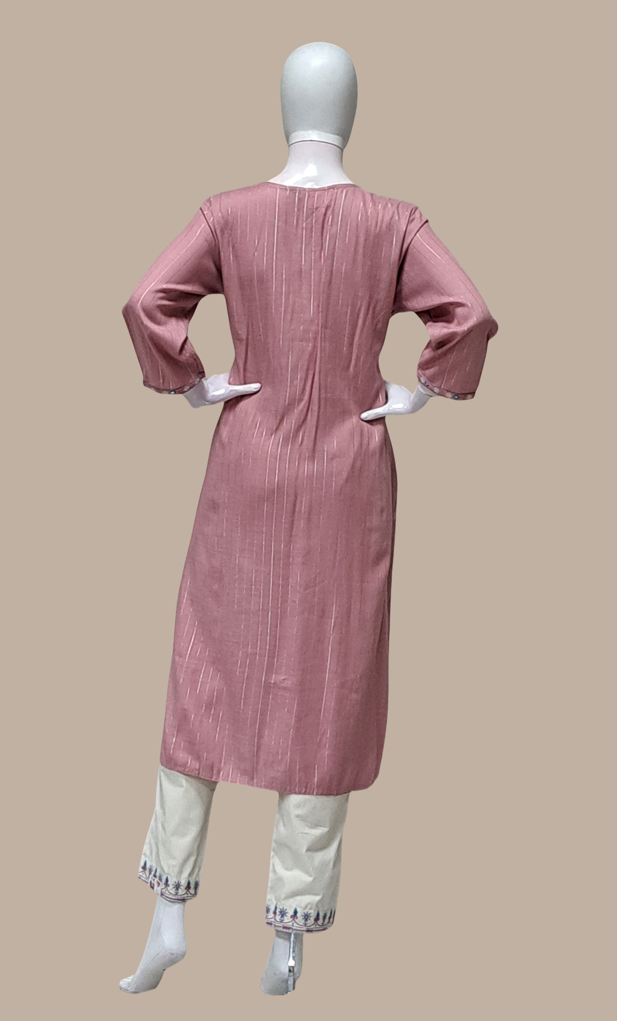 Deep Mink Embroidered Kurti Top & Pants