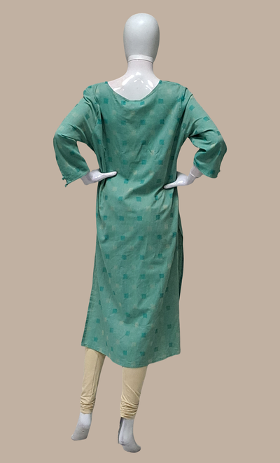 Sea Green Embroidered Kurti Top