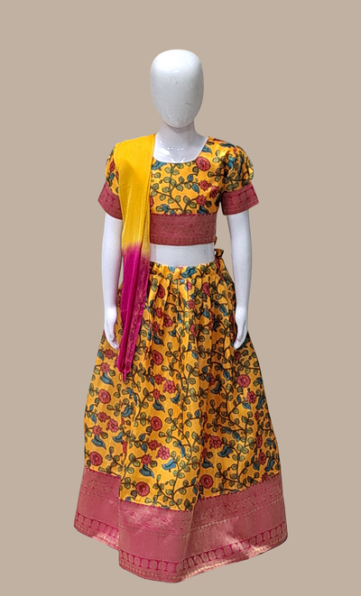 Deep Mustard Floral Printed  Choli Set