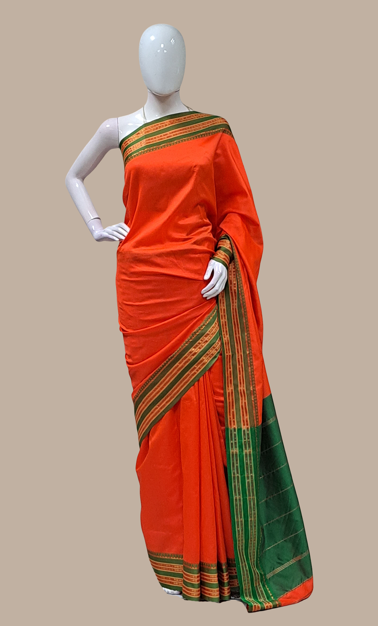 Burnt Orange Kanjivaram Sari