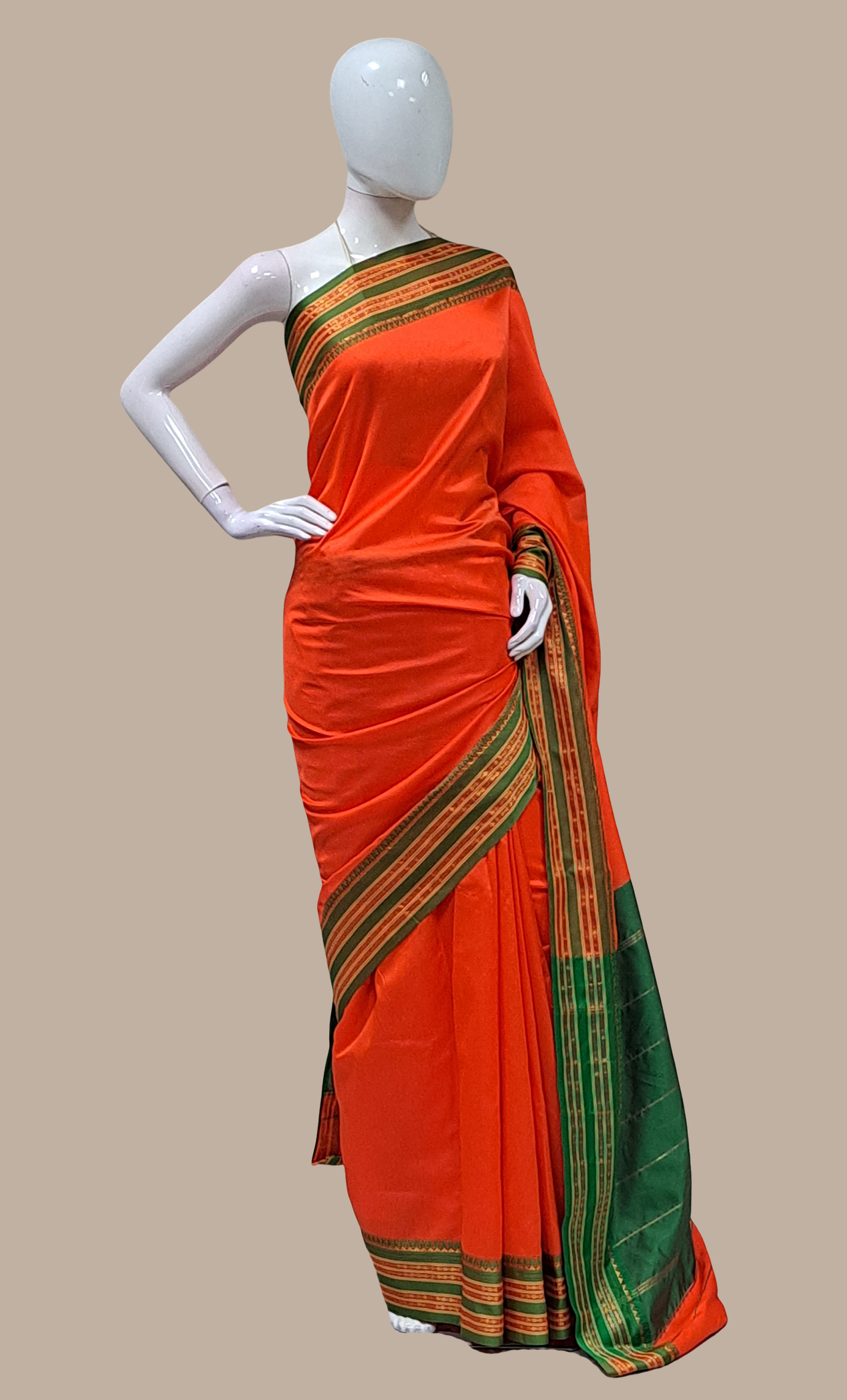 Burnt Orange Kanjivaram Sari