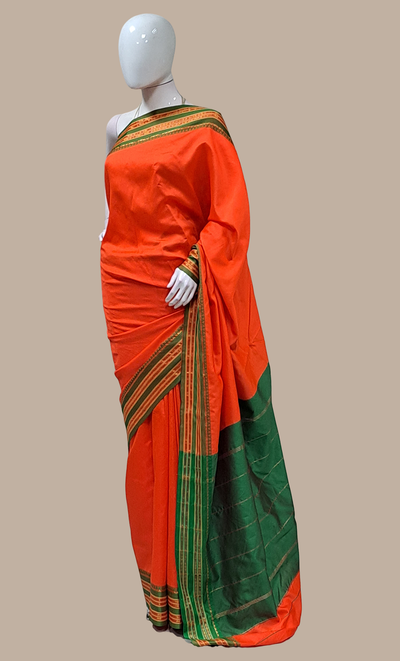 Burnt Orange Kanjivaram Sari