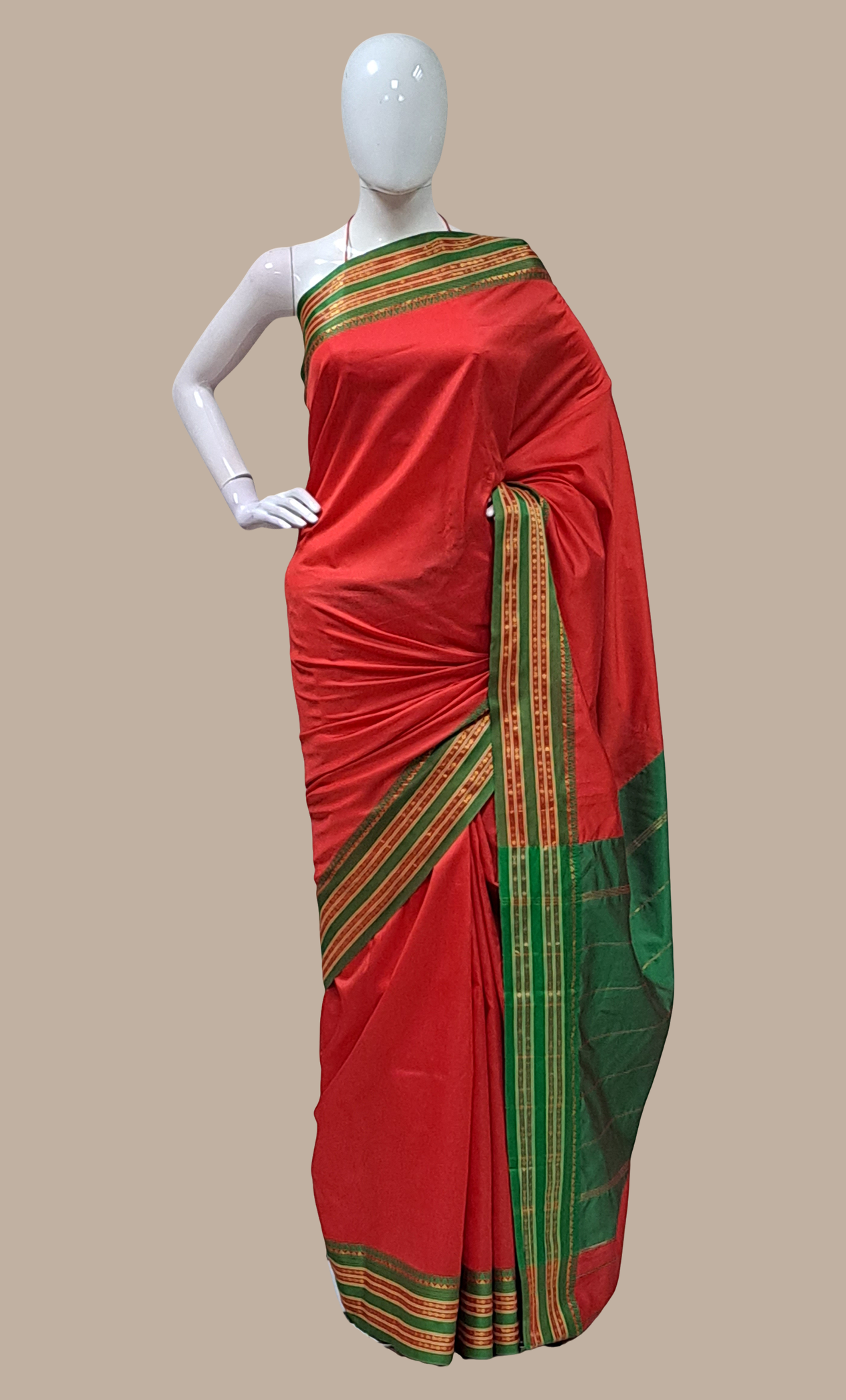 Deep Red Kanjivaram Sari