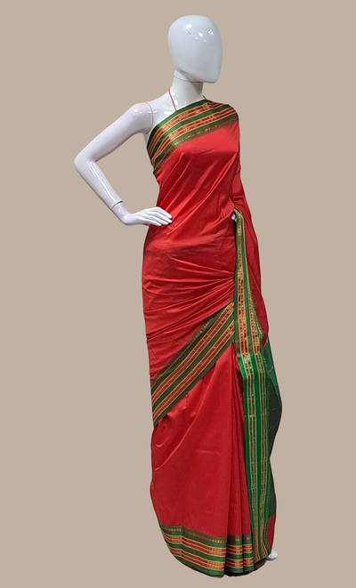 Deep Red Kanjivaram Sari