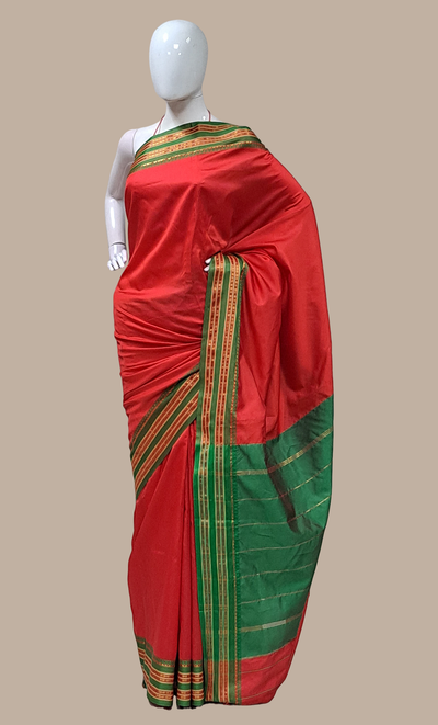 Deep Red Kanjivaram Sari