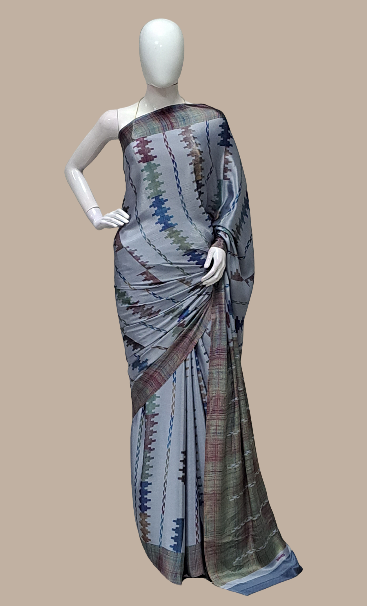 Grey Printed Sari