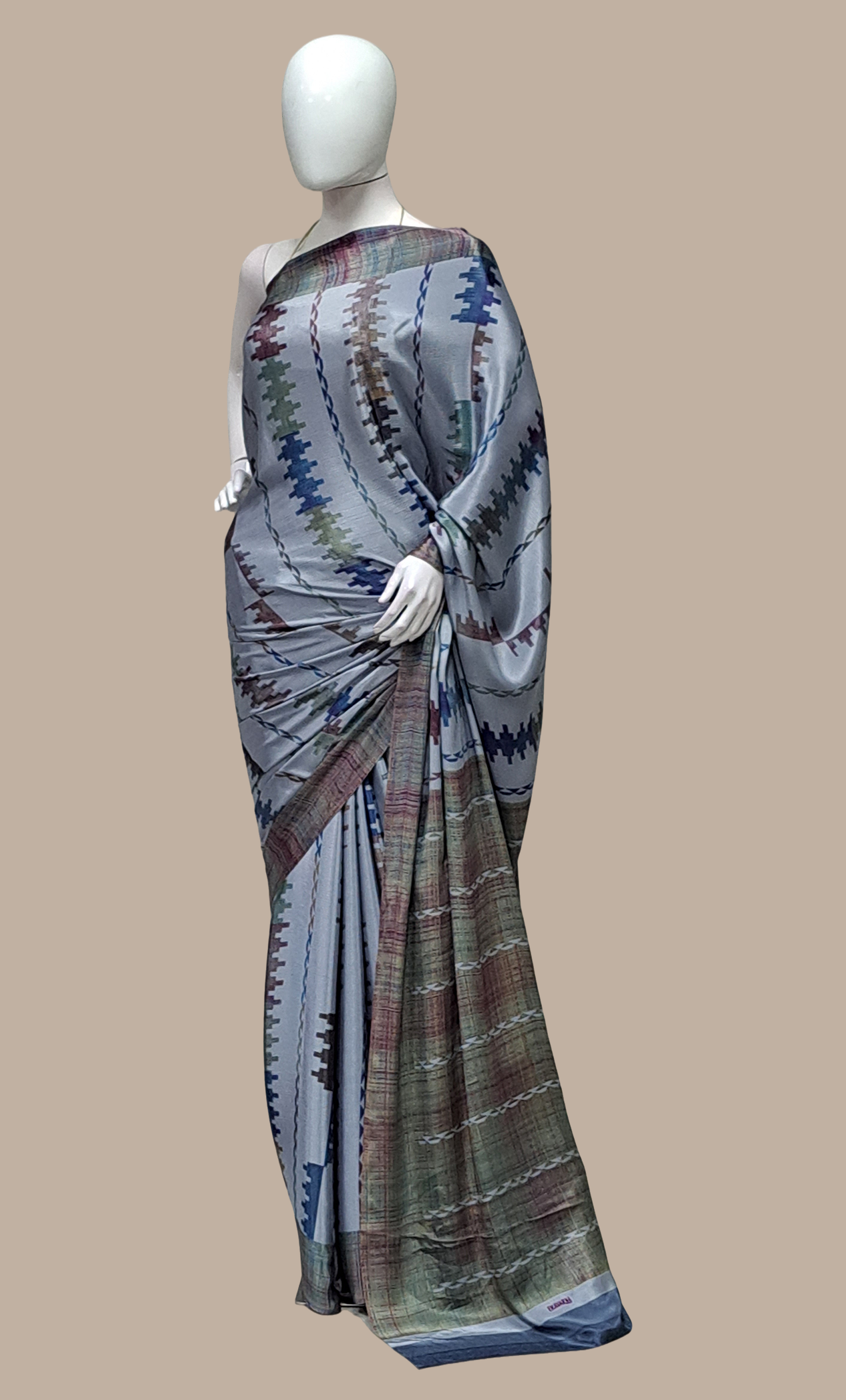 Grey Printed Sari