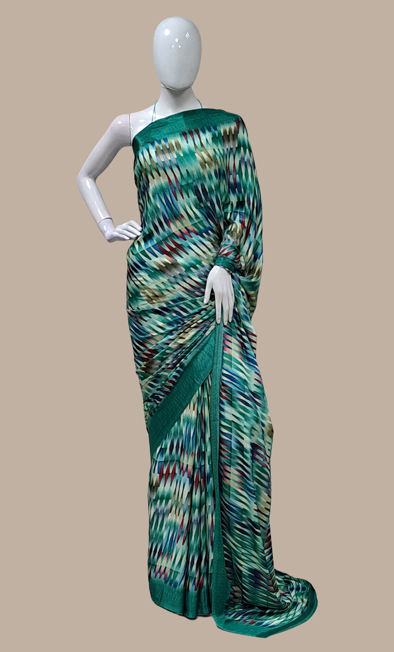 Green Printed Sari