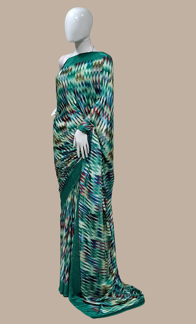 Green Printed Sari