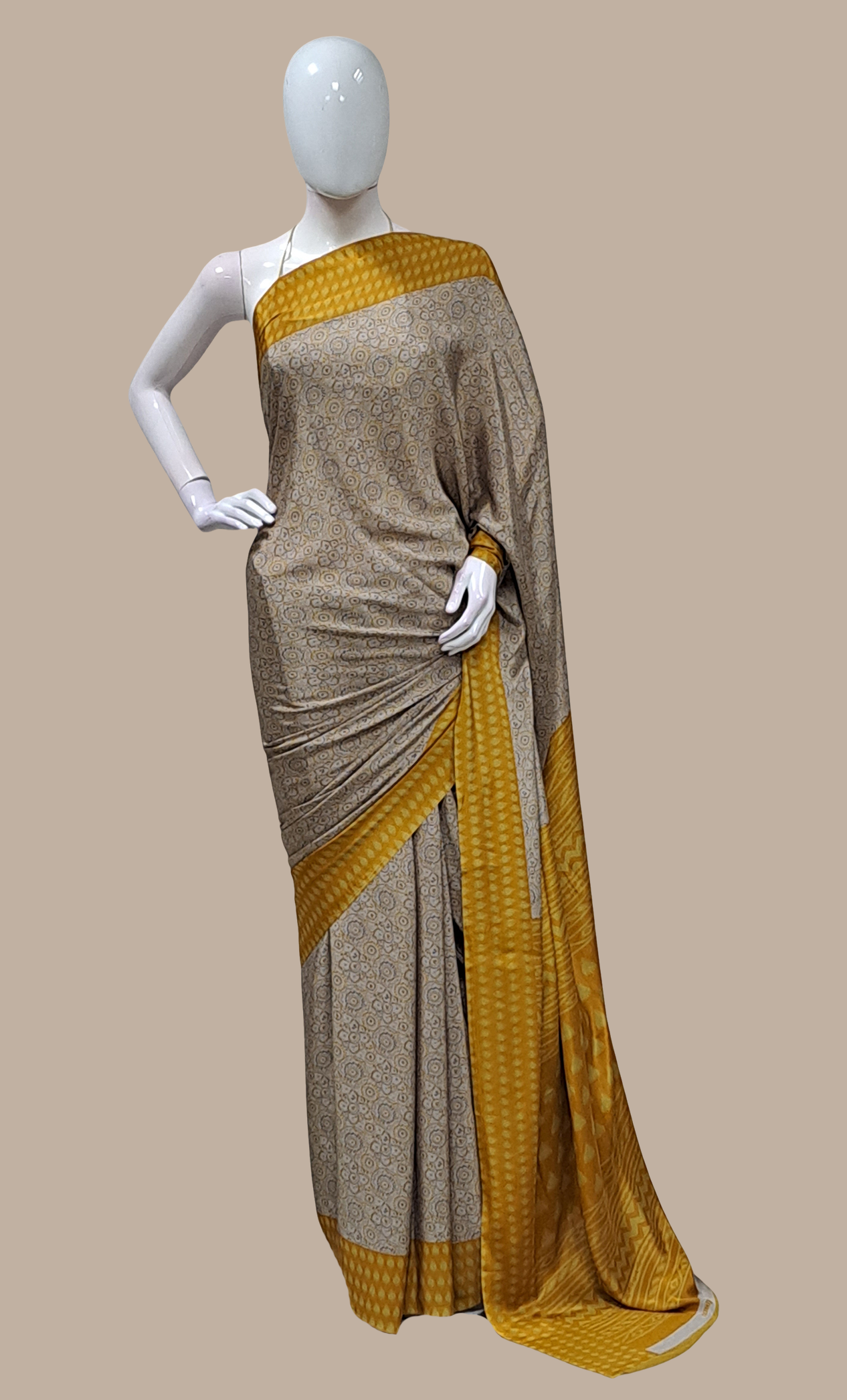 Deep Mustard Printed Sari