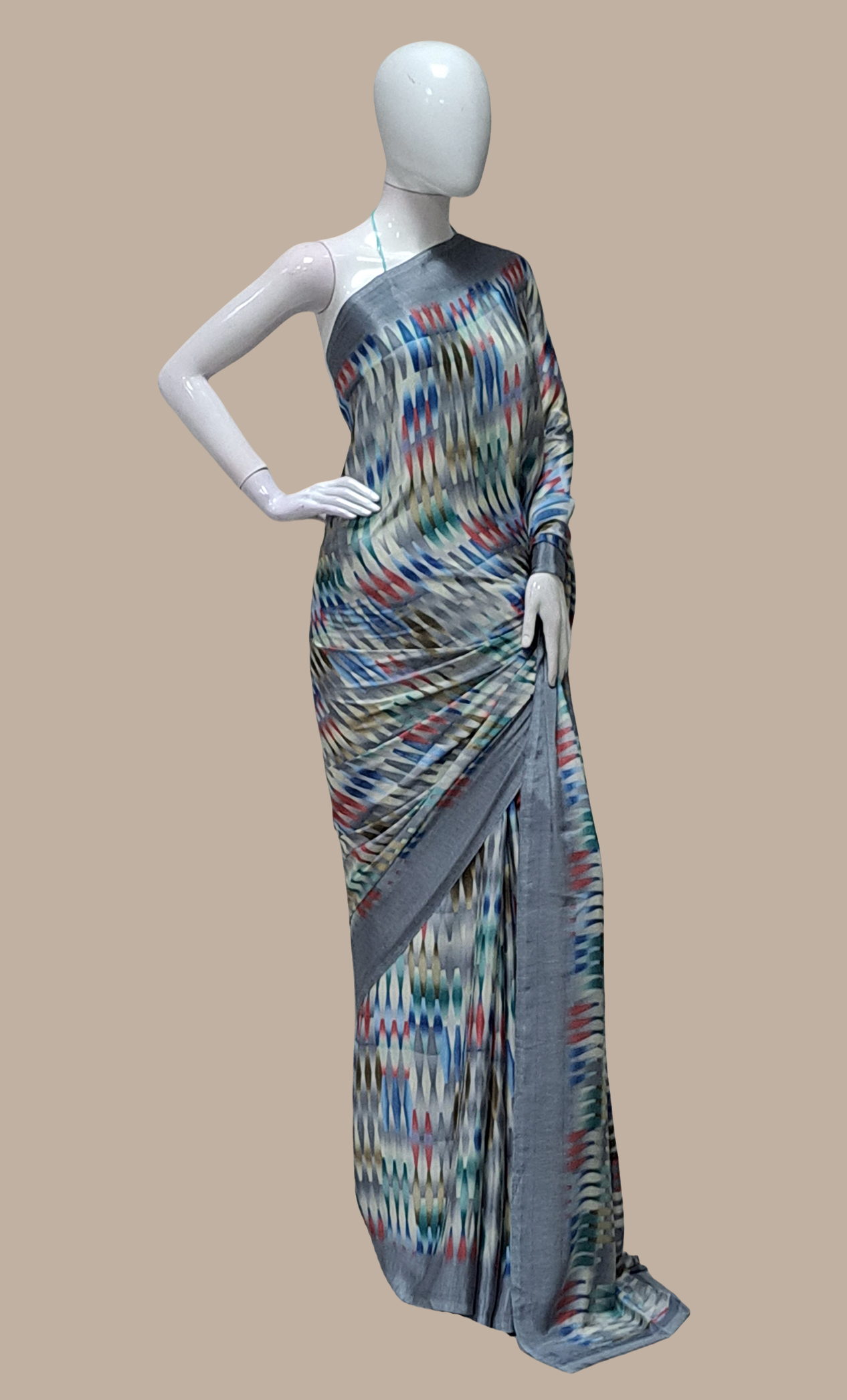 Grey Printed Sari