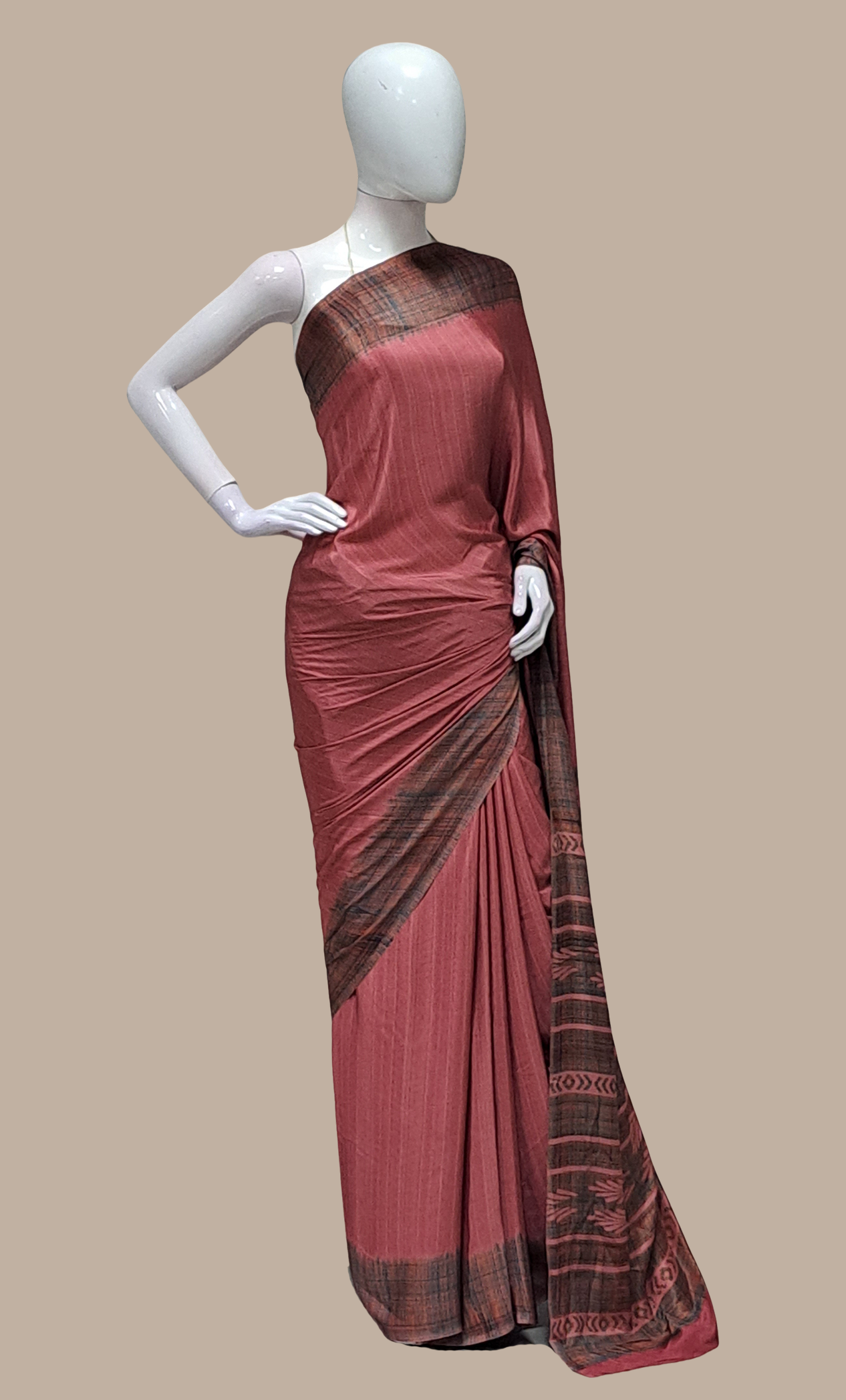 Deep Mink Printed Sari