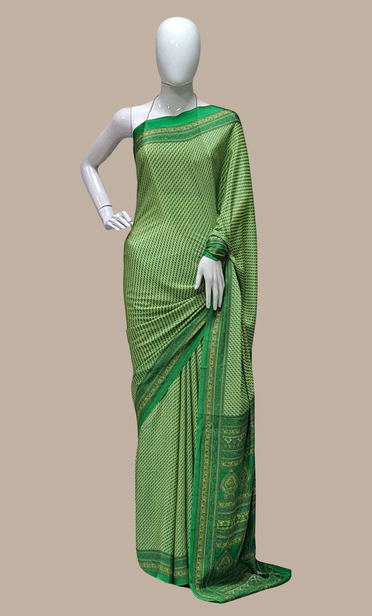 Green Printed Sari