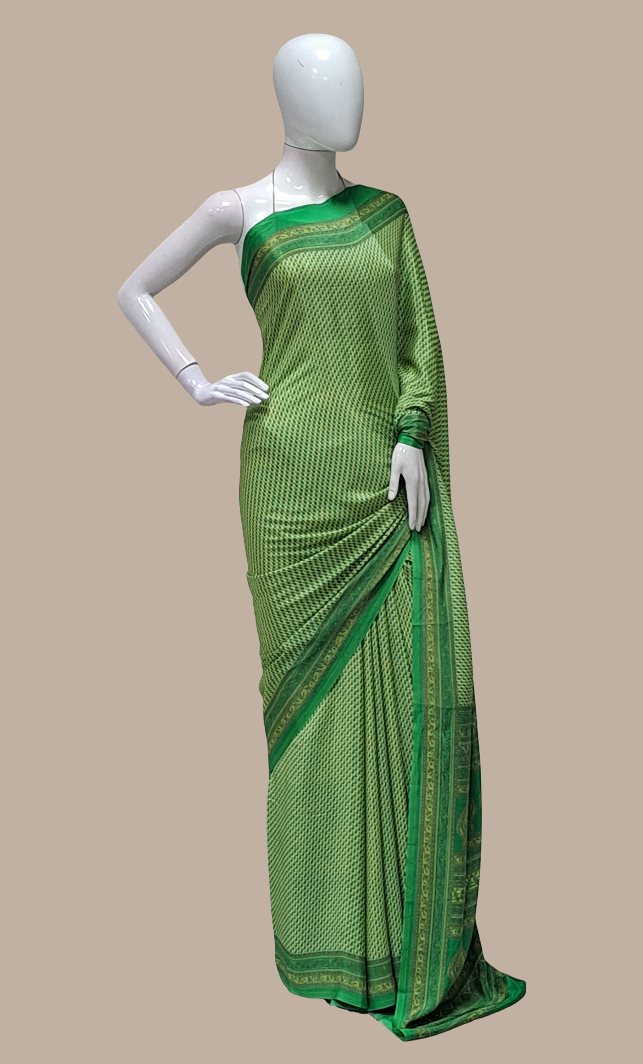 Green Printed Sari