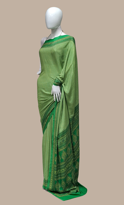 Green Printed Sari