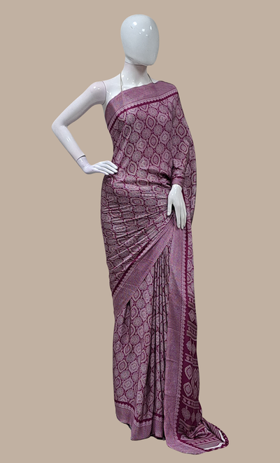 Deep Plum Printed Sari