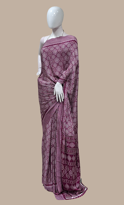 Deep Plum Printed Sari