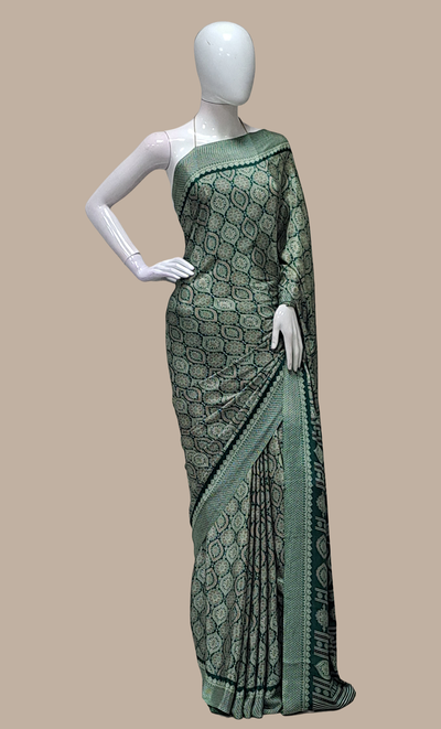 Deep Green Printed Sari