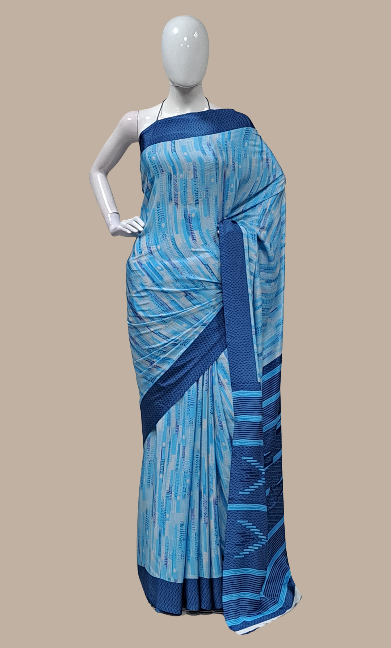 Blue Printed Sari