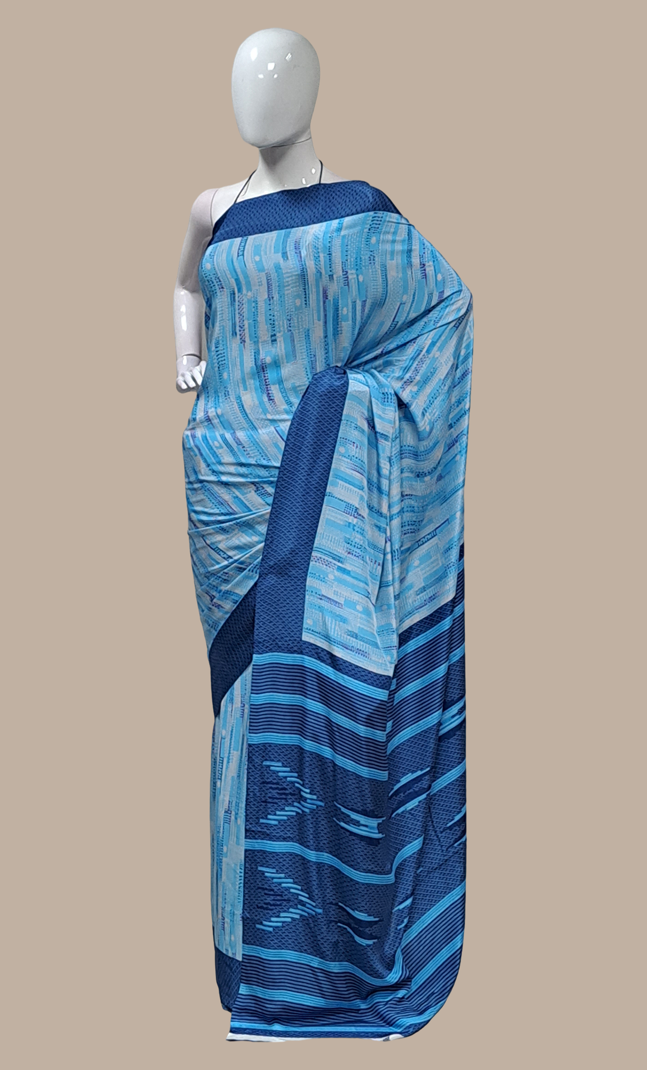 Blue Printed Sari