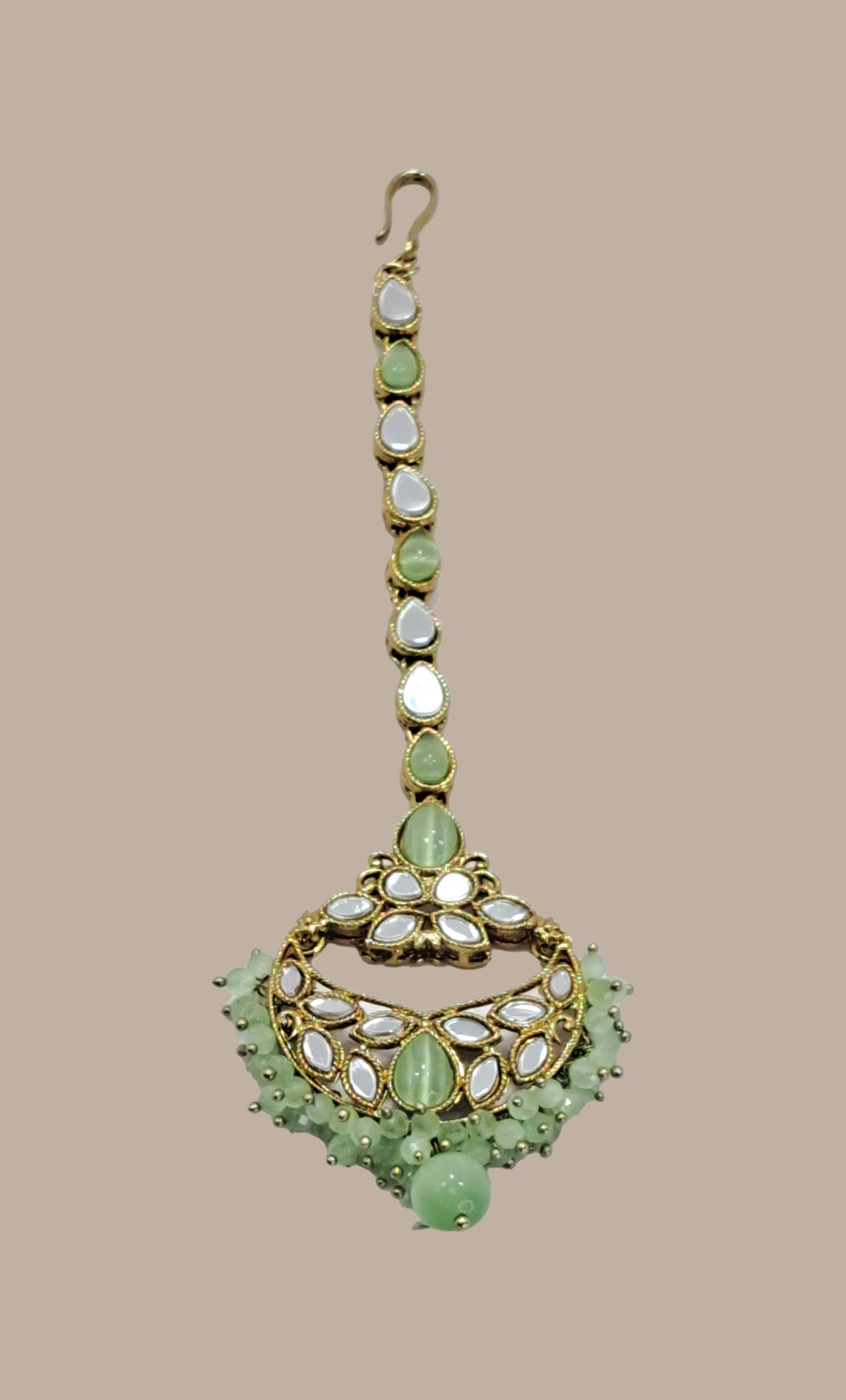 Mint Green Stone Work Sirbandi