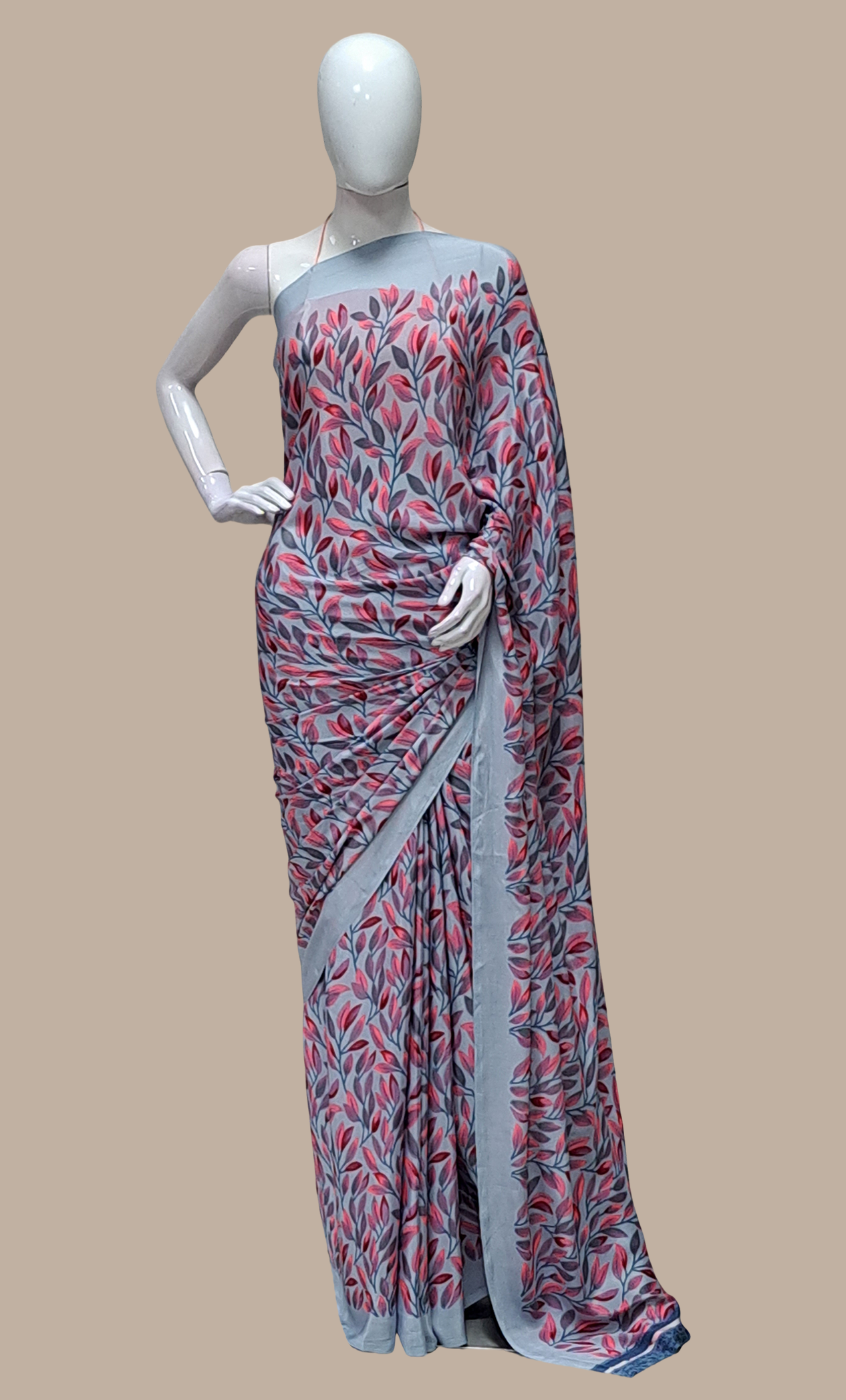 Grey Printed Sari