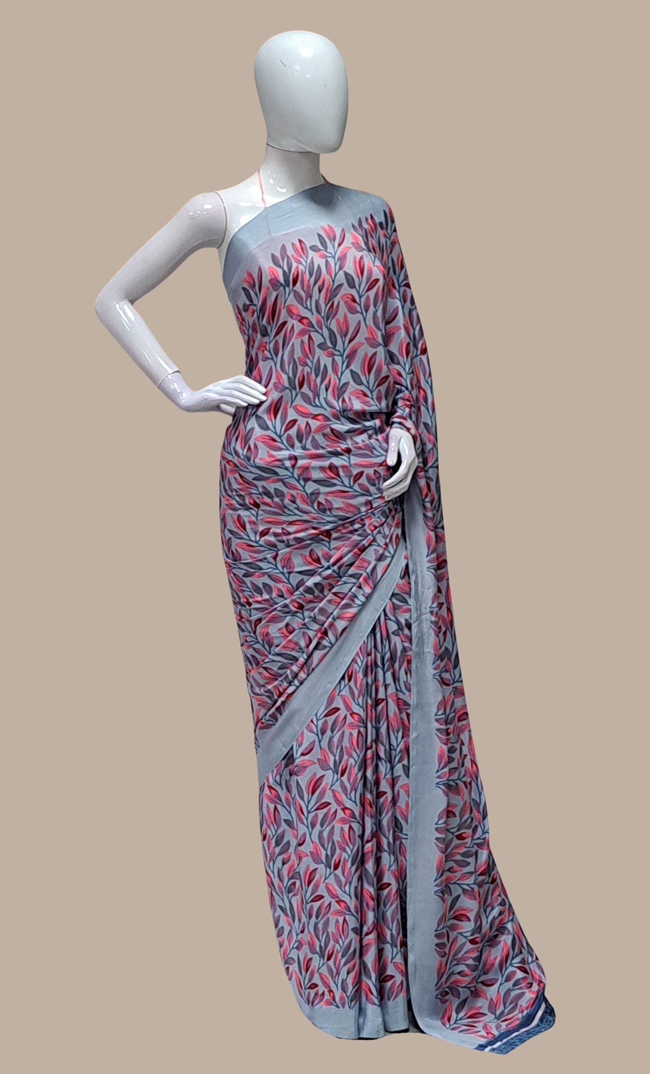 Grey Printed Sari