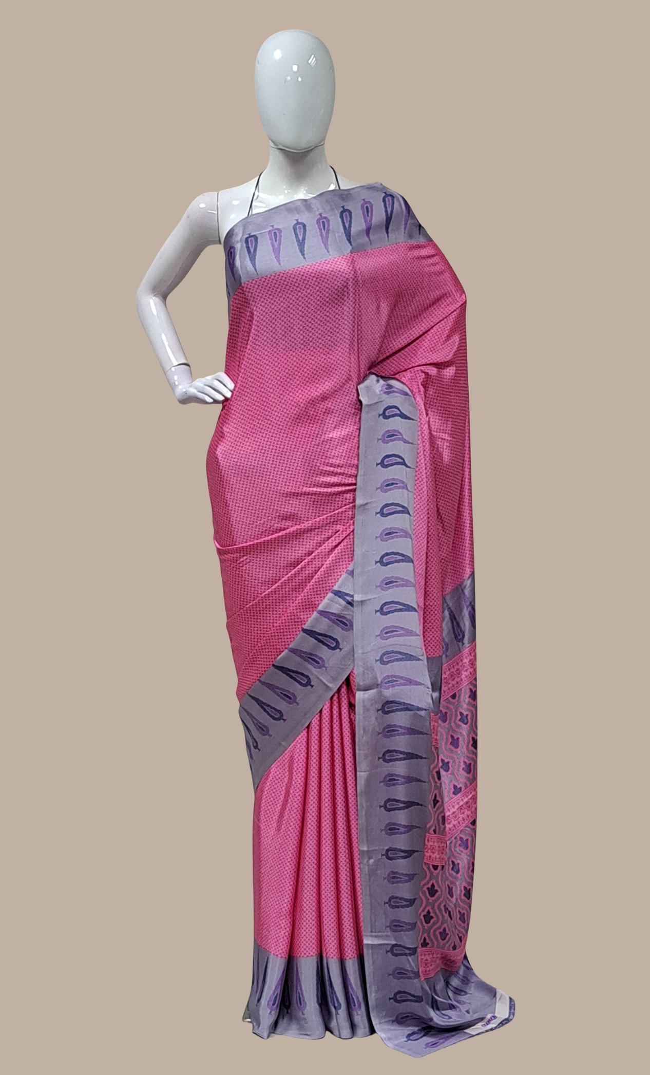 Candy Pink Printed Sari