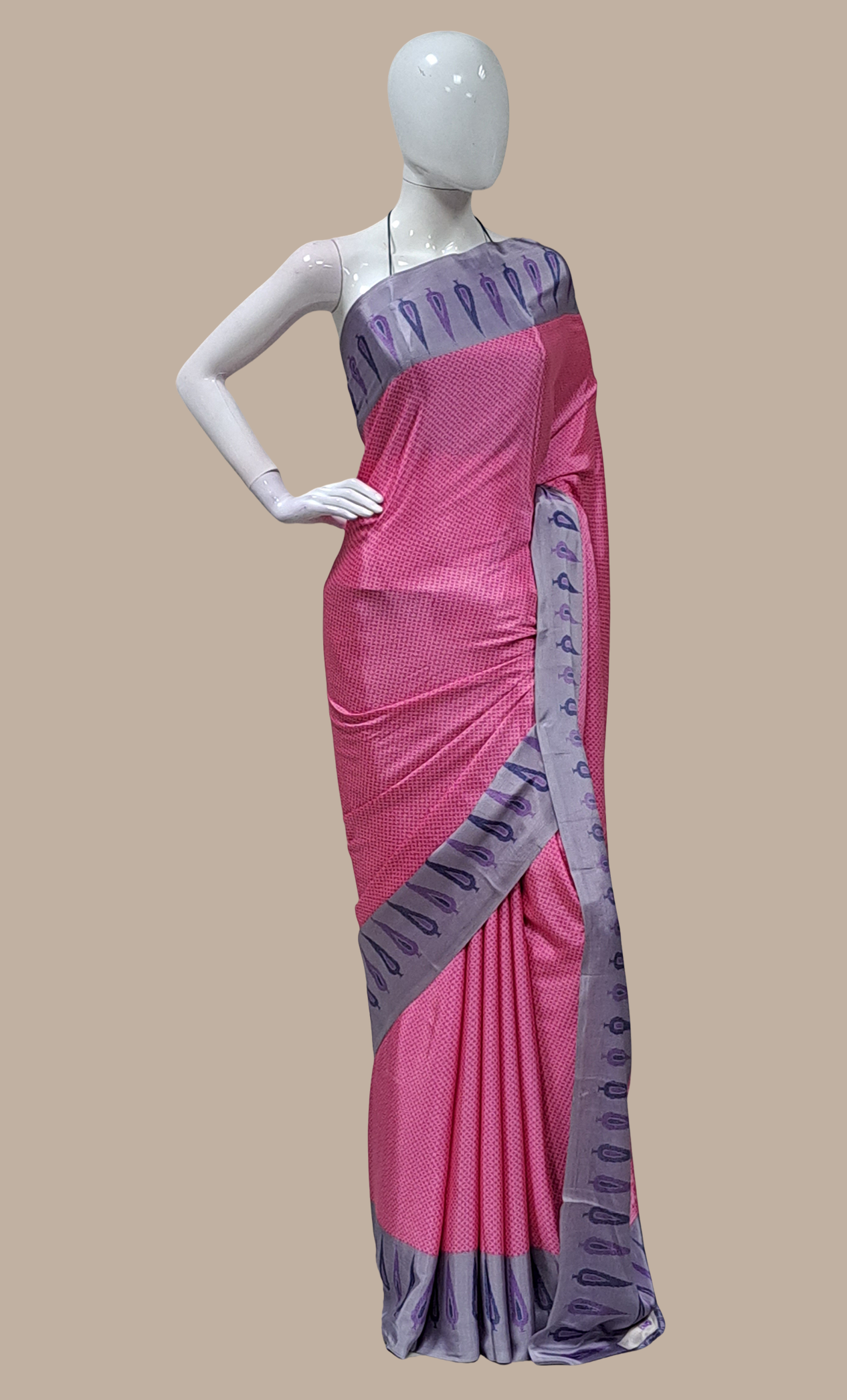 Candy Pink Printed Sari